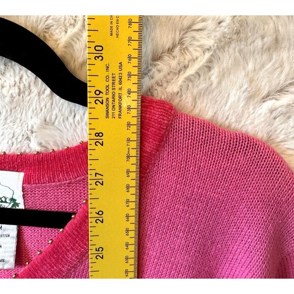 Quacker‎ Factory Sweater Size M Pink Snowman Sequins Long Sleeve Beaded Holidays - Picture 8 of 9